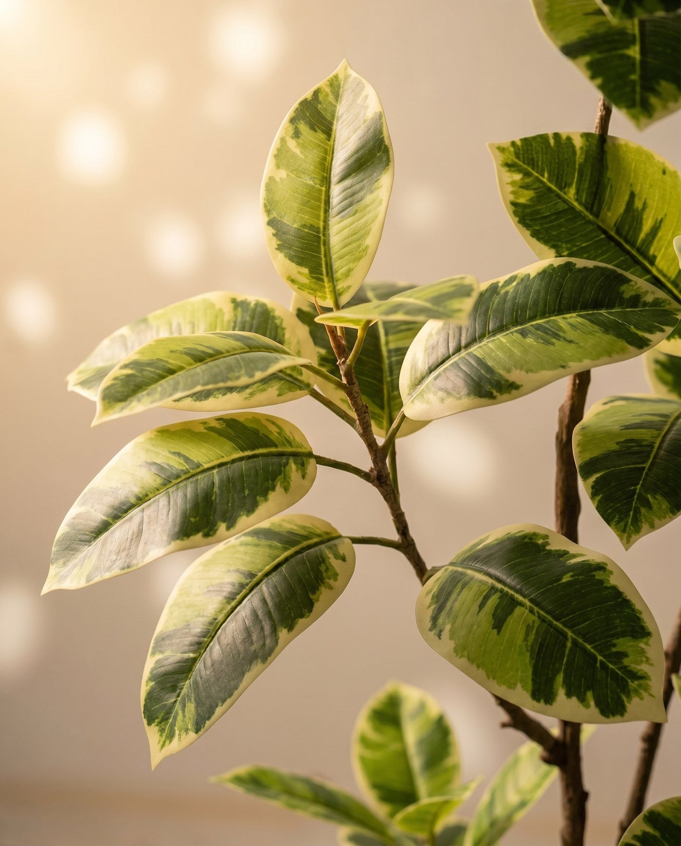 Maison Moya - Rubber Tree Glossy Faux Tree - 03 closeup-top
