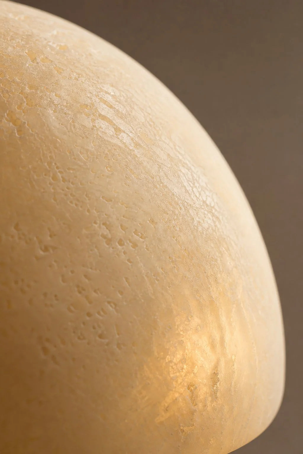 Maison Moya - Pâle Travertine Half-Dome Table Lamp - closeup surface