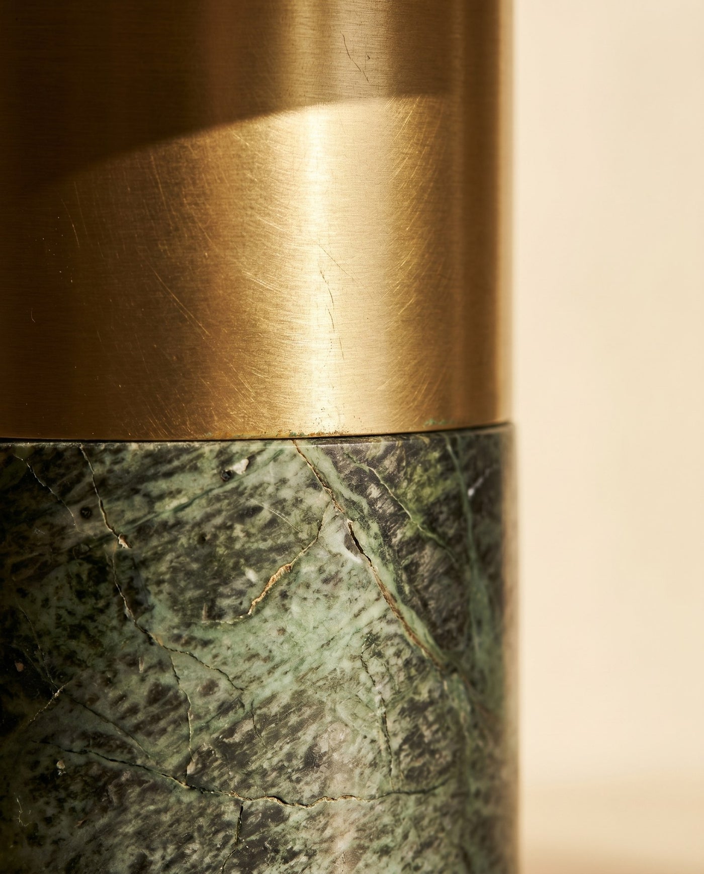 Maison Moya - PÃ¢le Travertine Half-Dome Table Lamp - 04 closeup-base