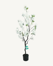 Pienza Artificial Blossom Tree, Ivory, full product studio view in the included nursery pot