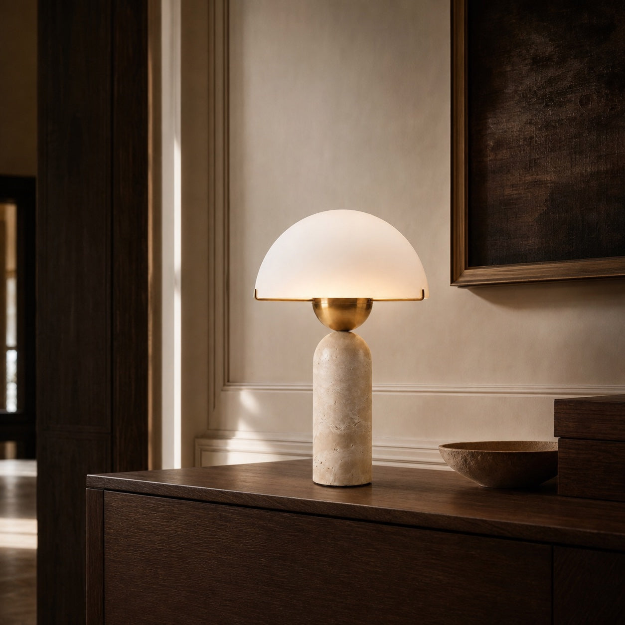 Lampe à poser Travertin Dôme